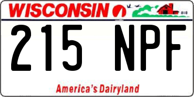WI license plate 215NPF