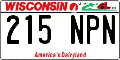 WI license plate 215NPN