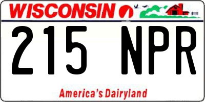 WI license plate 215NPR
