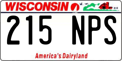 WI license plate 215NPS