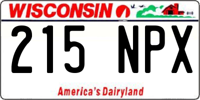 WI license plate 215NPX