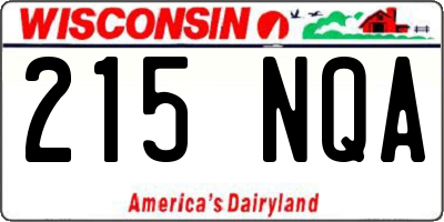 WI license plate 215NQA