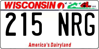 WI license plate 215NRG