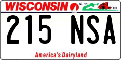 WI license plate 215NSA