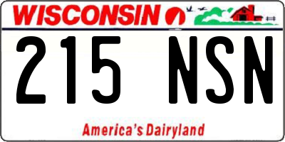 WI license plate 215NSN