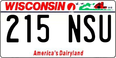 WI license plate 215NSU