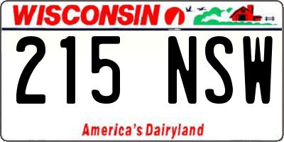 WI license plate 215NSW