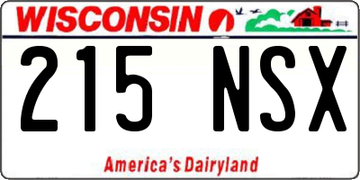 WI license plate 215NSX
