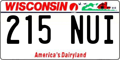 WI license plate 215NUI