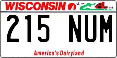 WI license plate 215NUM