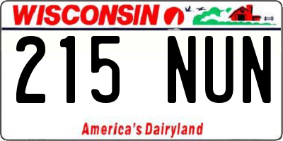 WI license plate 215NUN