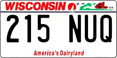 WI license plate 215NUQ