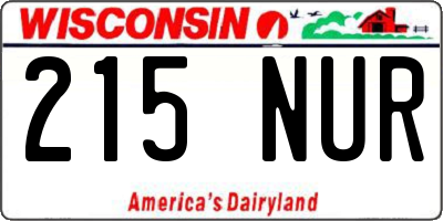 WI license plate 215NUR
