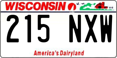 WI license plate 215NXW