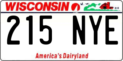 WI license plate 215NYE