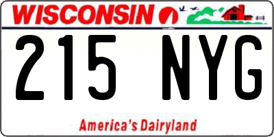 WI license plate 215NYG