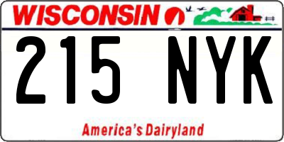 WI license plate 215NYK