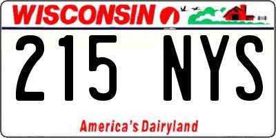 WI license plate 215NYS
