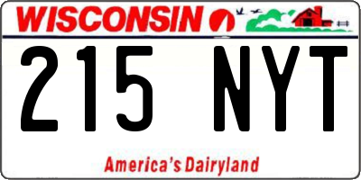 WI license plate 215NYT