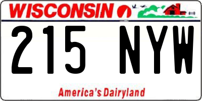 WI license plate 215NYW