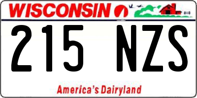 WI license plate 215NZS