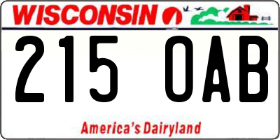 WI license plate 215OAB