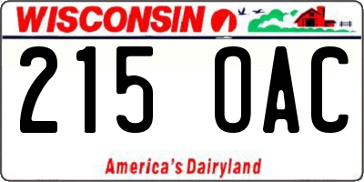 WI license plate 215OAC