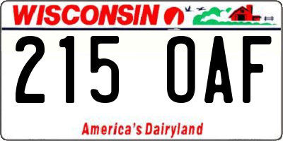 WI license plate 215OAF