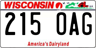 WI license plate 215OAG