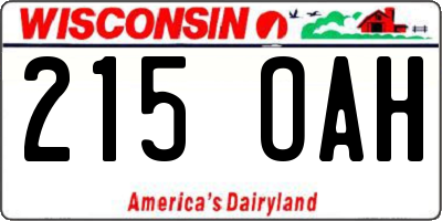 WI license plate 215OAH
