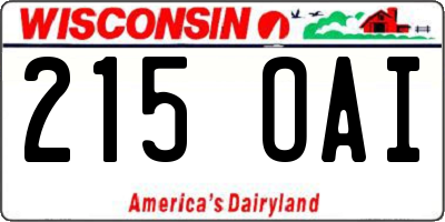 WI license plate 215OAI