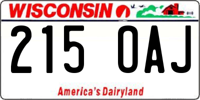 WI license plate 215OAJ