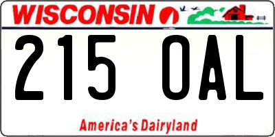 WI license plate 215OAL