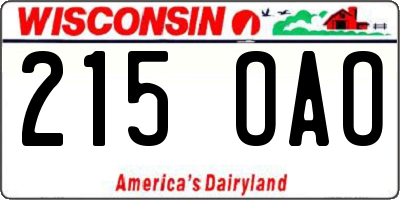 WI license plate 215OAO