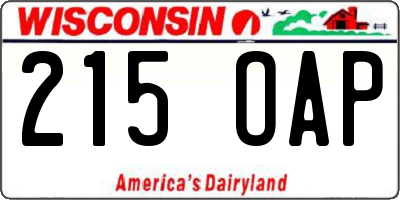 WI license plate 215OAP