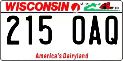 WI license plate 215OAQ
