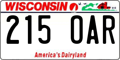 WI license plate 215OAR