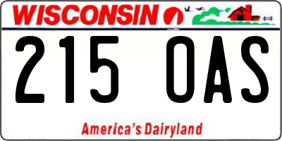 WI license plate 215OAS