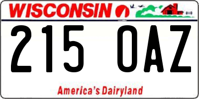 WI license plate 215OAZ