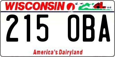 WI license plate 215OBA