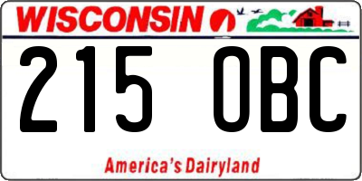 WI license plate 215OBC