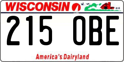 WI license plate 215OBE