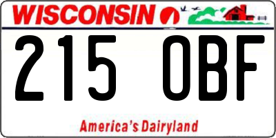 WI license plate 215OBF