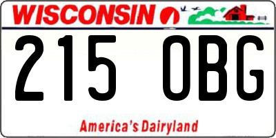 WI license plate 215OBG