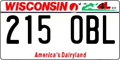 WI license plate 215OBL