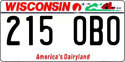 WI license plate 215OBO