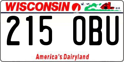 WI license plate 215OBU