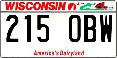 WI license plate 215OBW