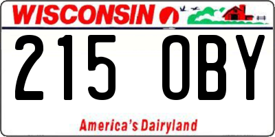 WI license plate 215OBY