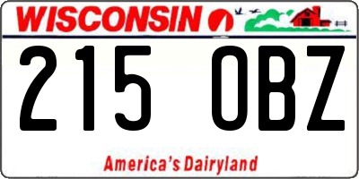 WI license plate 215OBZ